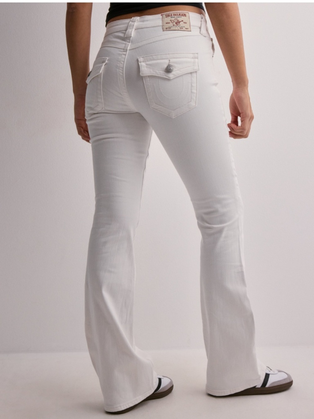 True Religion White Low Rise Flare Distressed Jeans Y2K 30